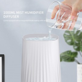 1000mL Mist Humidifier Diffuser Double Nozzle Cool Mist Night Light Quiet Humidifier Essential Oil Diffuser Auto Shut-Off LED Humidifier for Bedroom USB Powered Home Humidifier