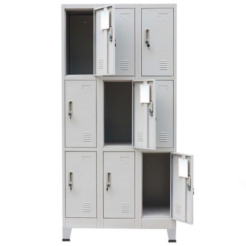 Box locker with 9 compartments steel 90x45x180 cm gray