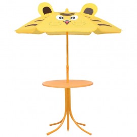3 pcs kindergarten table and chairs with yellow umbrella