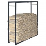 Firewood shelf black 100 × 25 × 100 cm steel