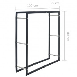 Firewood shelf black 100 × 25 × 100 cm steel