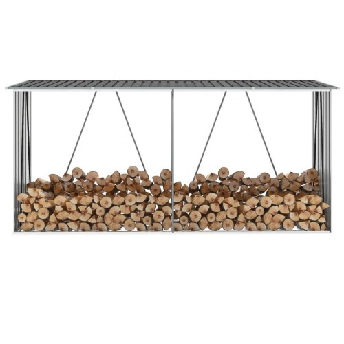 Firewood storage galvanized steel 330x84x152 cm anthracite