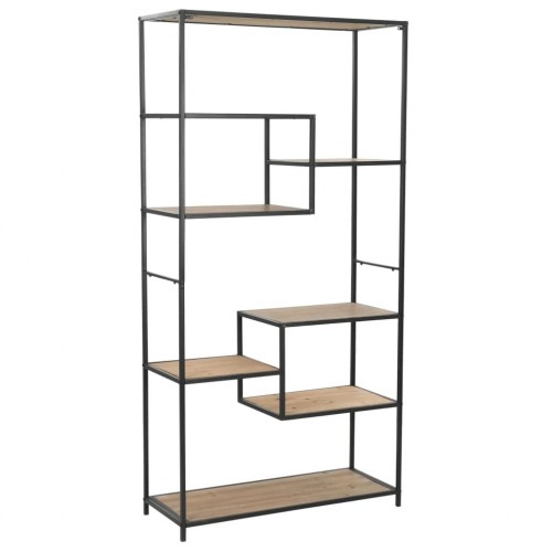Solid fir-wood bookcase and steel 90,5x35x180 cm