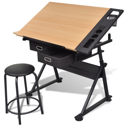 Mesa con tablero de dibujo inclinable y taburete mesa de dibujo