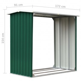 Firewood storage galvanized steel 172x91x154 cm green