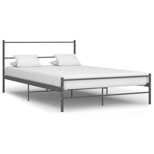 Bed frame gray metal 140 × 200 cm