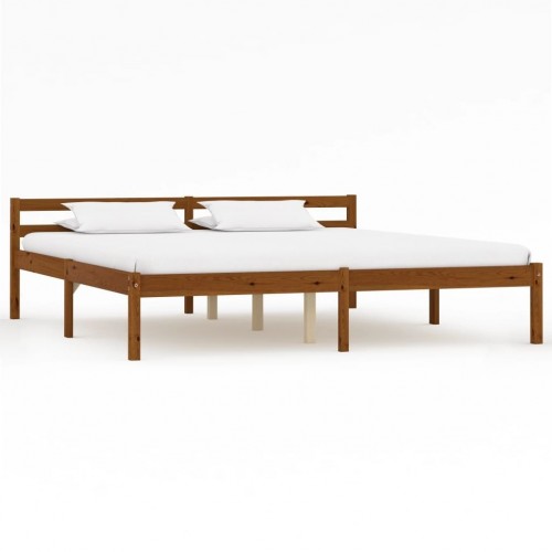 Bed frame honey brown solid wood pine 160 × 200 cm