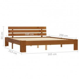 Bed frame honey brown solid wood pine 160 × 200 cm