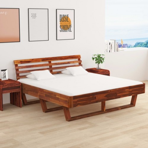 Solid acacia wood bed frame 180 × 200 cm