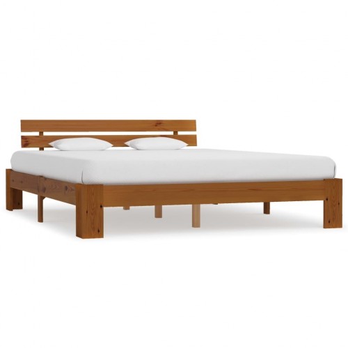 Bed frame honey brown solid wood pine 180 × 200 cm