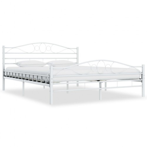 Bed frame white metal 160 × 200 cm
