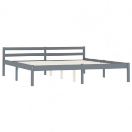 Bed frame gray solid wood pine 160 × 200 cm