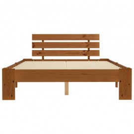 Bed frame honey brown solid wood pine 140 × 200 cm