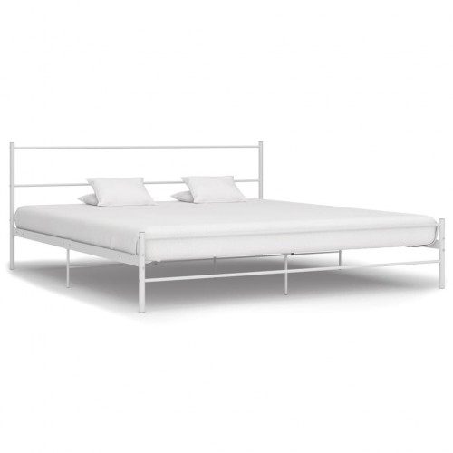 Bed frame white metal 200 × 200 cm