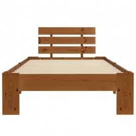 Bed frame honey brown solid wood pine 100 × 200 cm