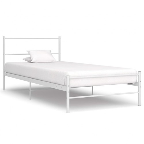 Bed frame white metal 100 × 200 cm