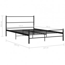 Bed frame black metal 140 × 200 cm